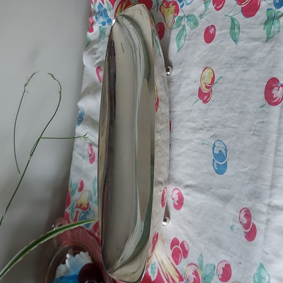 Sheffield silver 13"  oblong tray with silver Balled feet - Picture 6 of 13